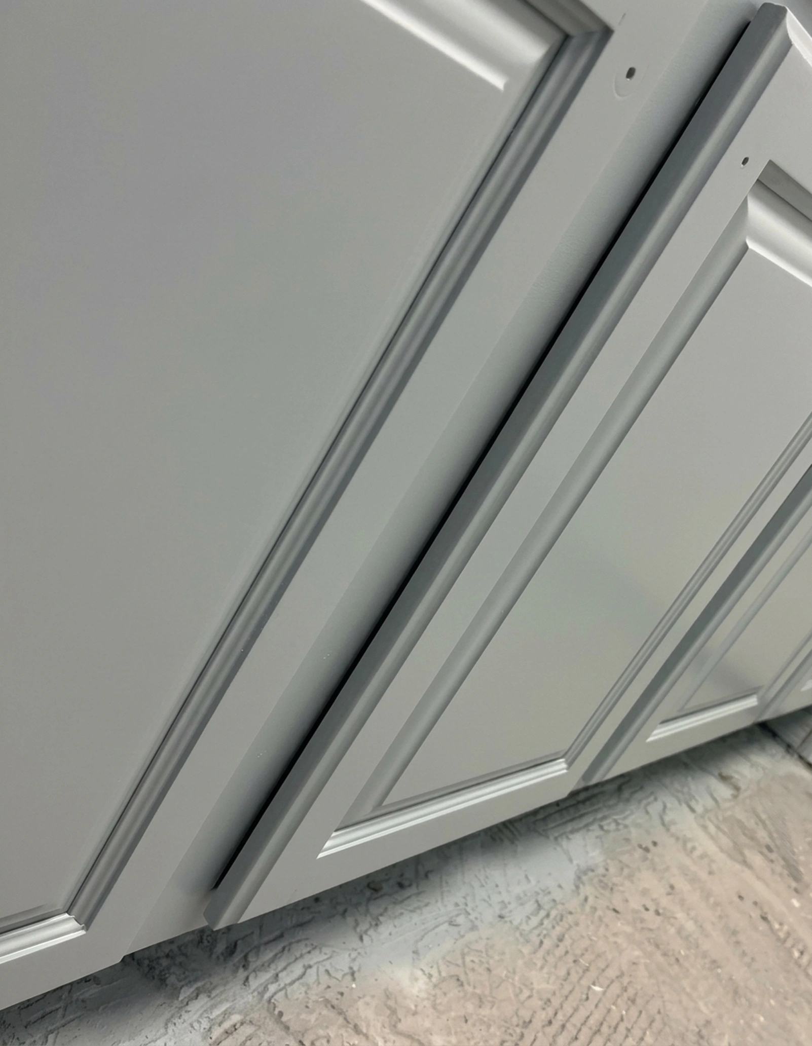 Scorpion Paint factory spray finish craftsmanship — smooth satin cabinet finish