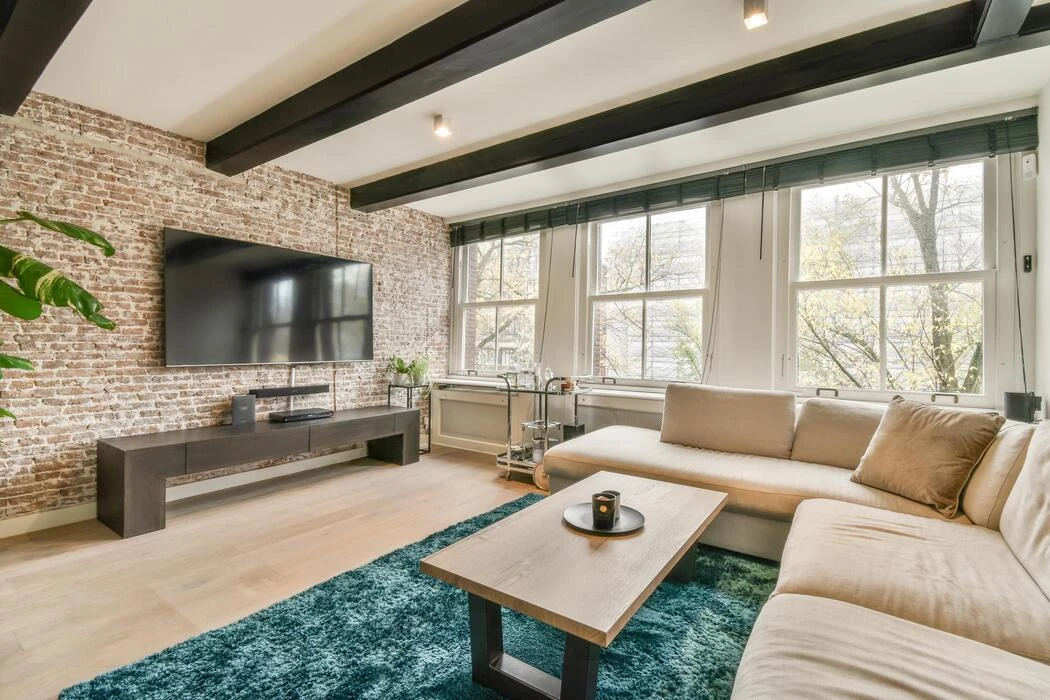 Modern living room with neutral paint tones